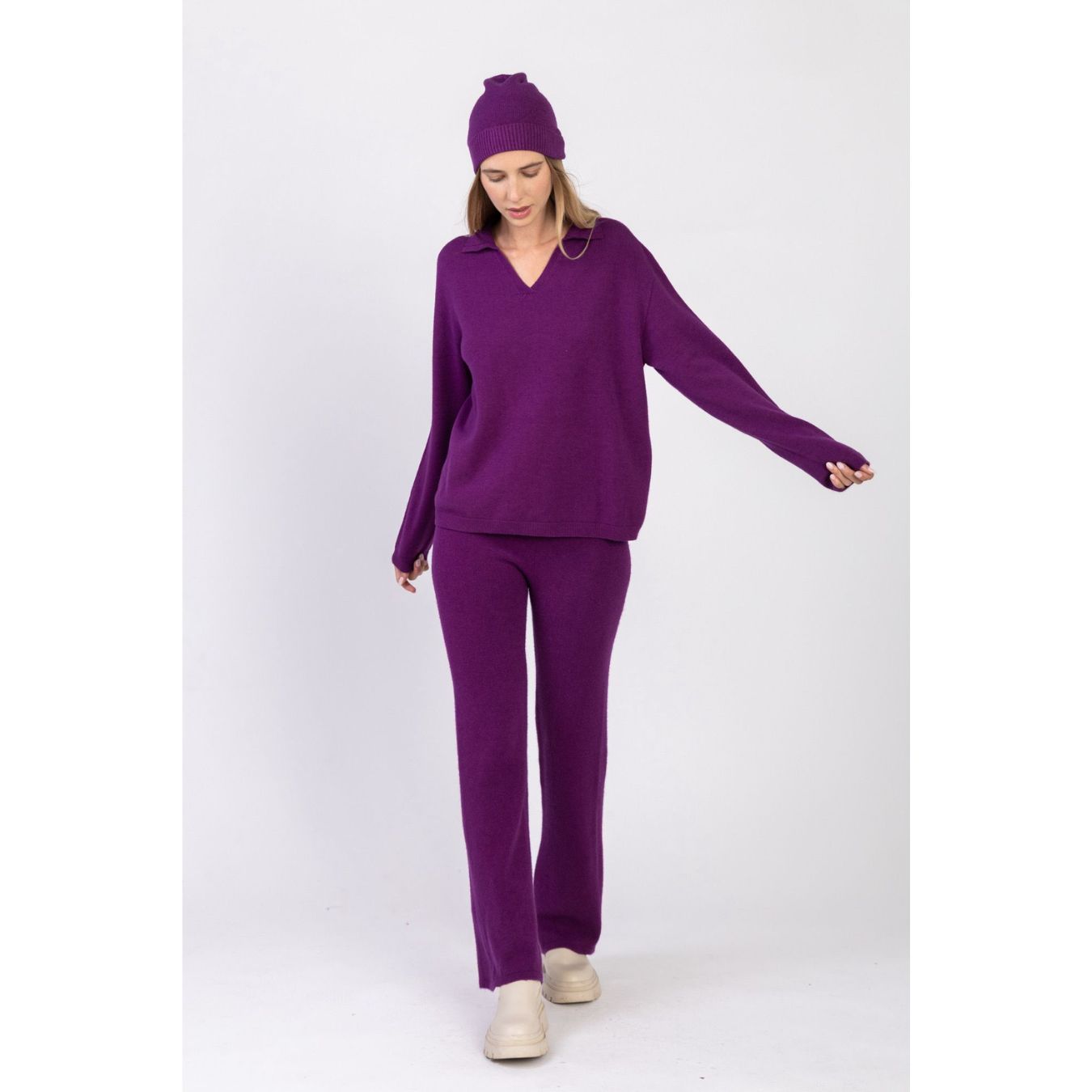 Purple Knitted Loungewear Set