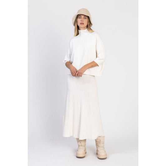 Long Knitted Skirt Cream
