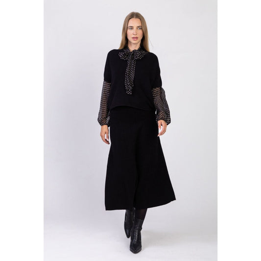 Black Knitted Midi Skirt