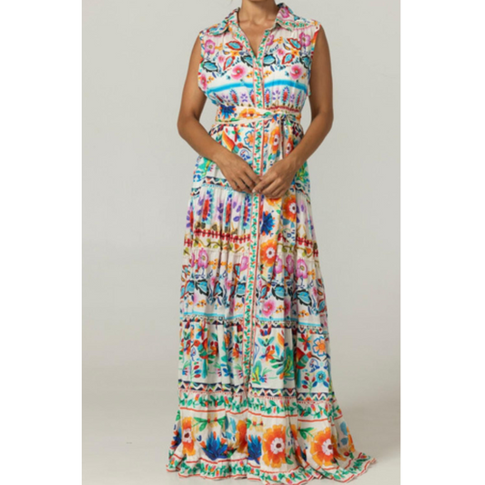 Miss June Maxi Print Shirt Dress Neela