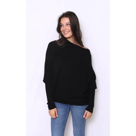 Asymmetric Draped Jumper Black
