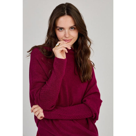 Asymmetric Draped Jumper in Burgundy