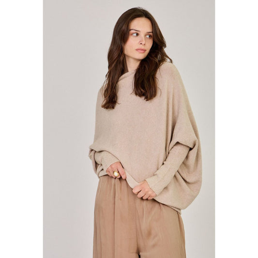 Asymmetrical Draped Jumper in Oatmeal