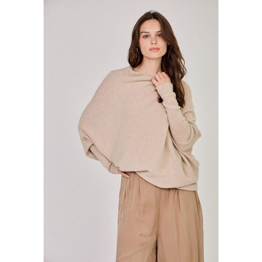 Asymmetrical Draped Jumper in Oatmeal