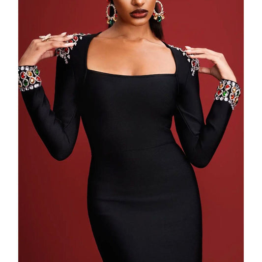 Black Bodycon Bandage Evening Dress