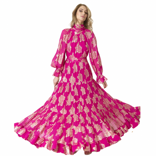 Diamond For Eden Monaco Pink and Gold  Evening Dress