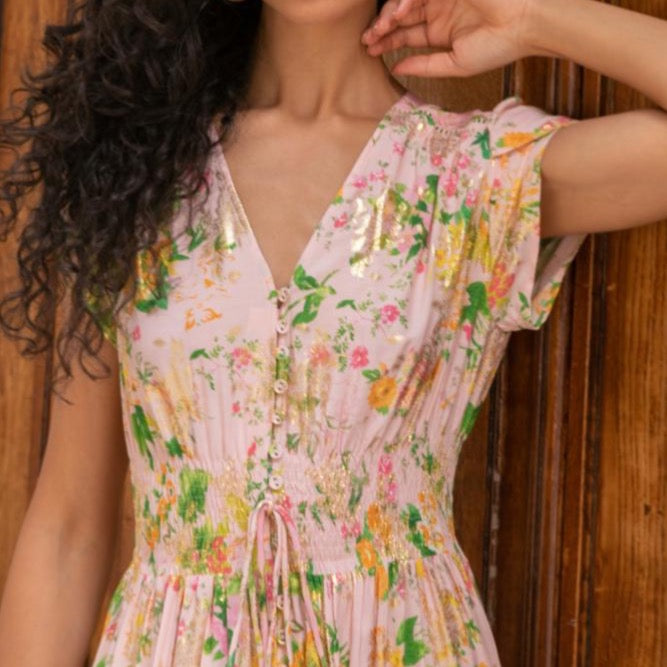 Peach Garden Golden Pattern Dress