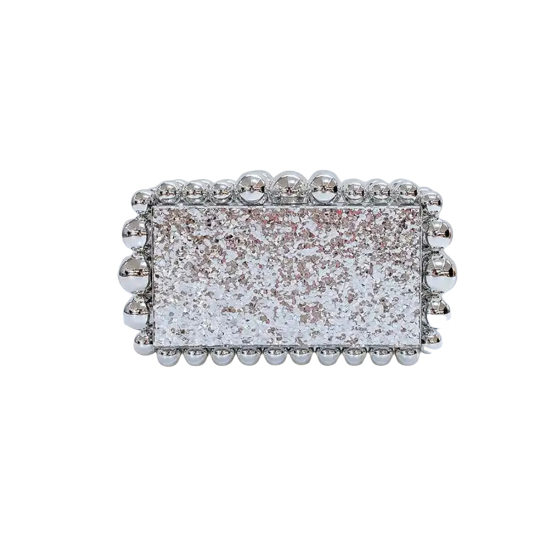 The Box Clutch Bag In Silver