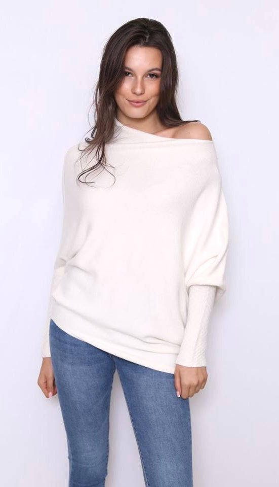 Asymmetric Draped Jumper Cream