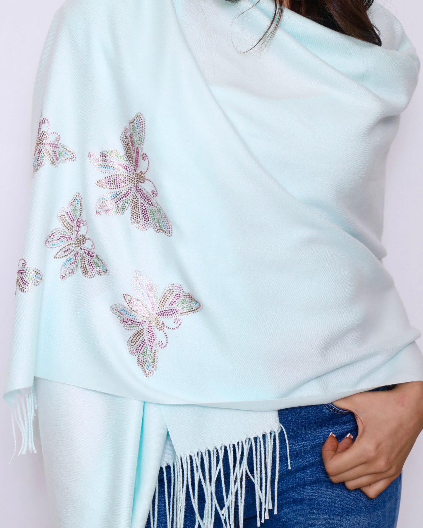 Pashmina Scarf Butterfly Mint