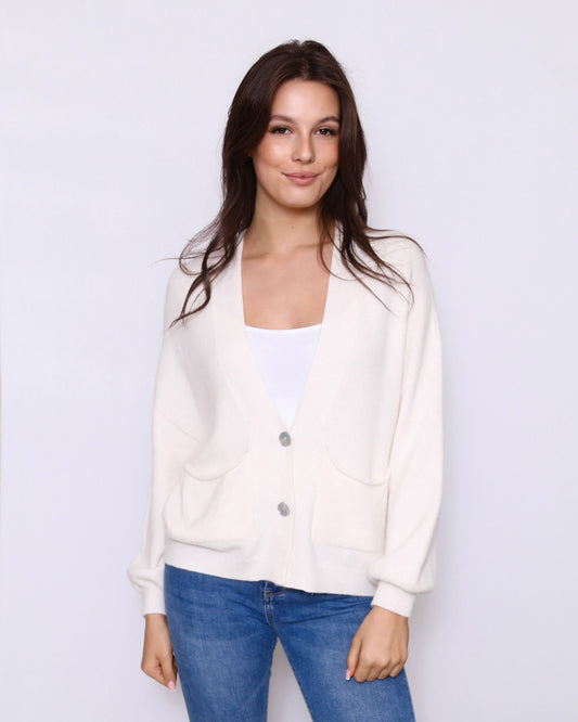 Short Cardigan with Pockets Cream