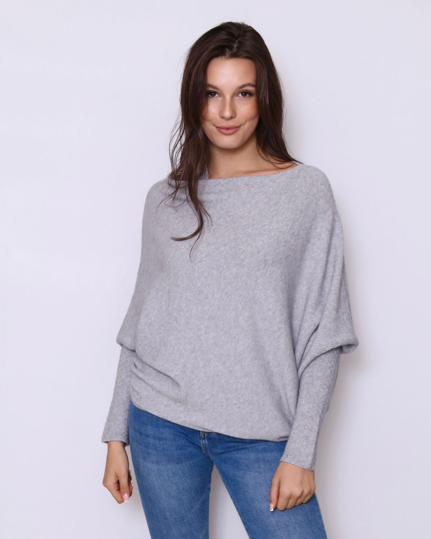 Asymmetric Draped Jumper Light Grey