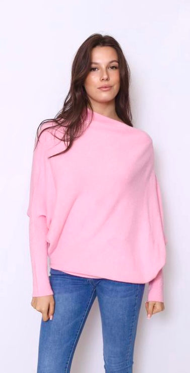 Asymmetric Draped Jumper Pink