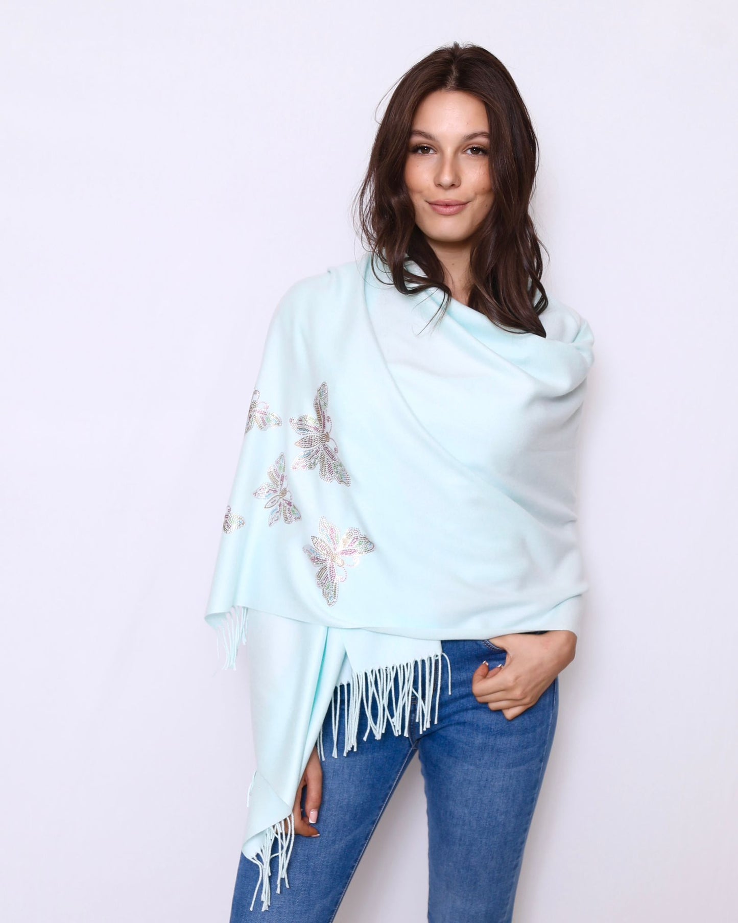 Pashmina Scarf Butterfly Mint