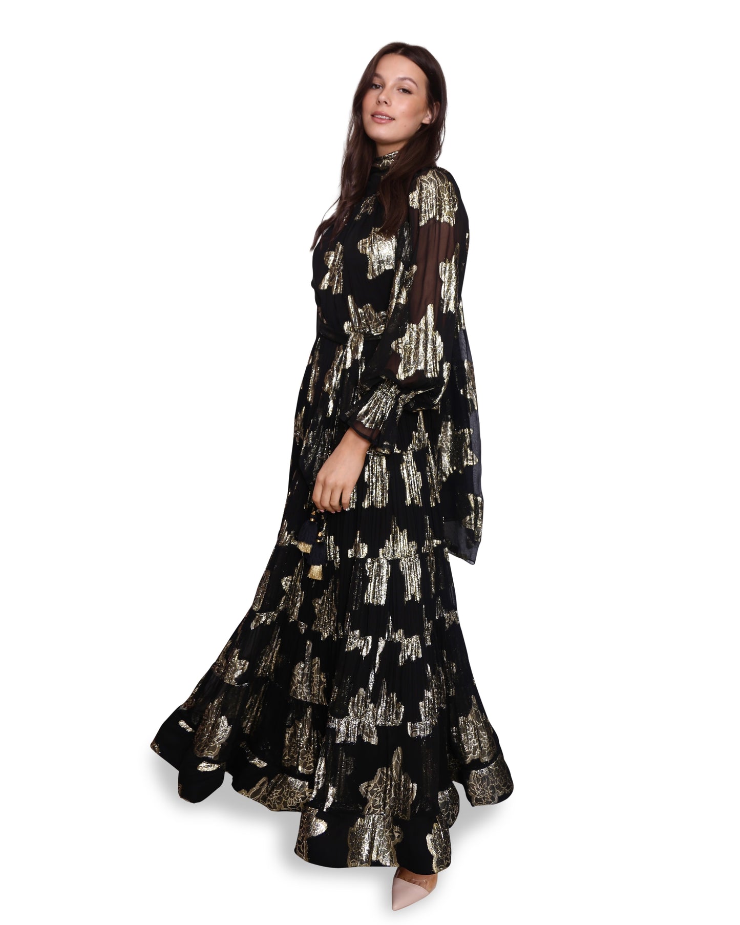 Diamond For Eden Monaco Black with Gold Evening Dress