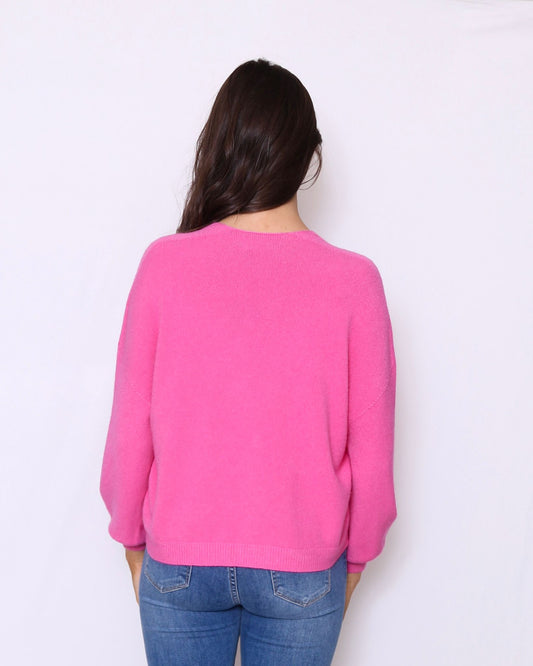 Short Cardigan with Pockets Fuschia