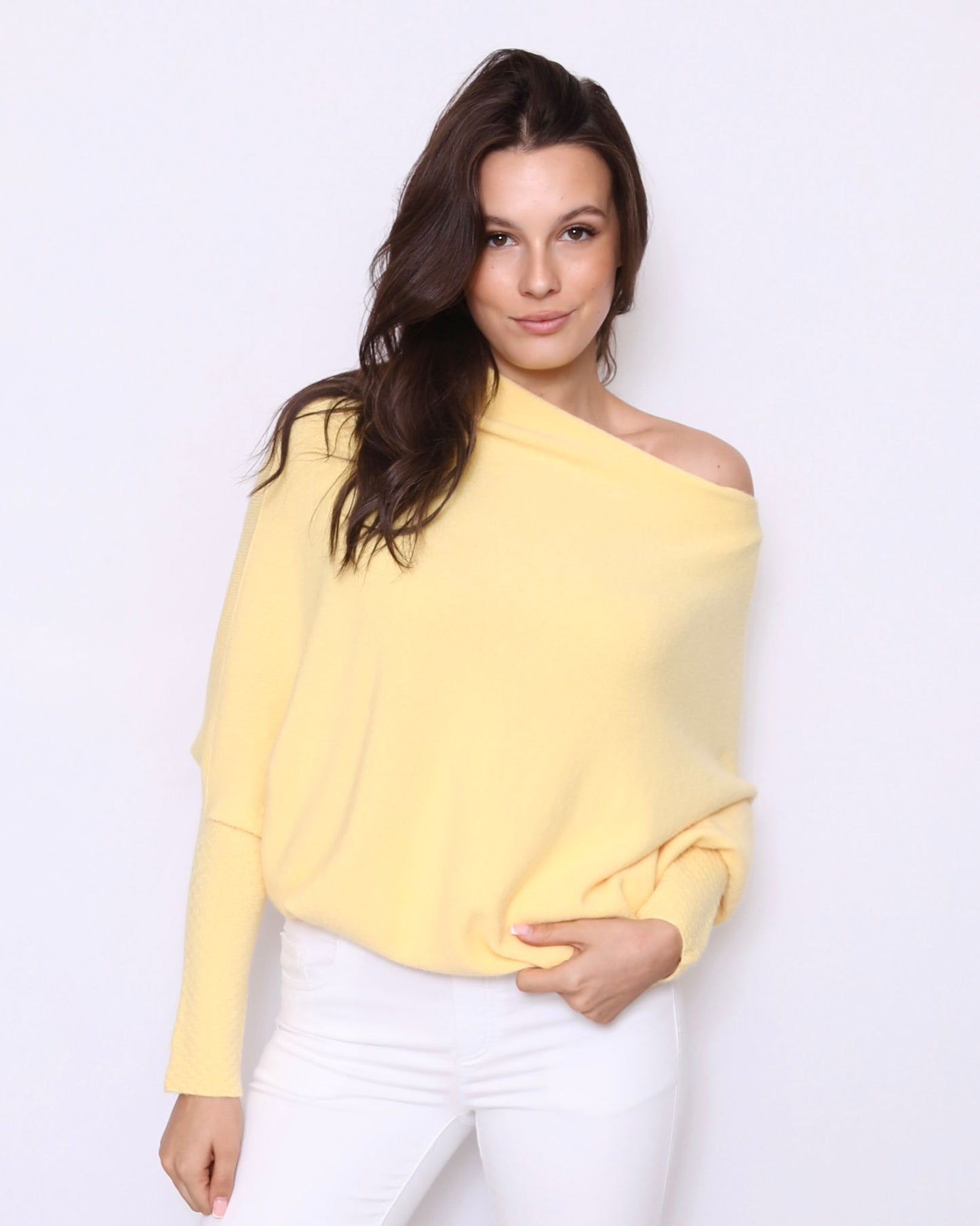 Asymmetric Draped Jumper Soft Yellow