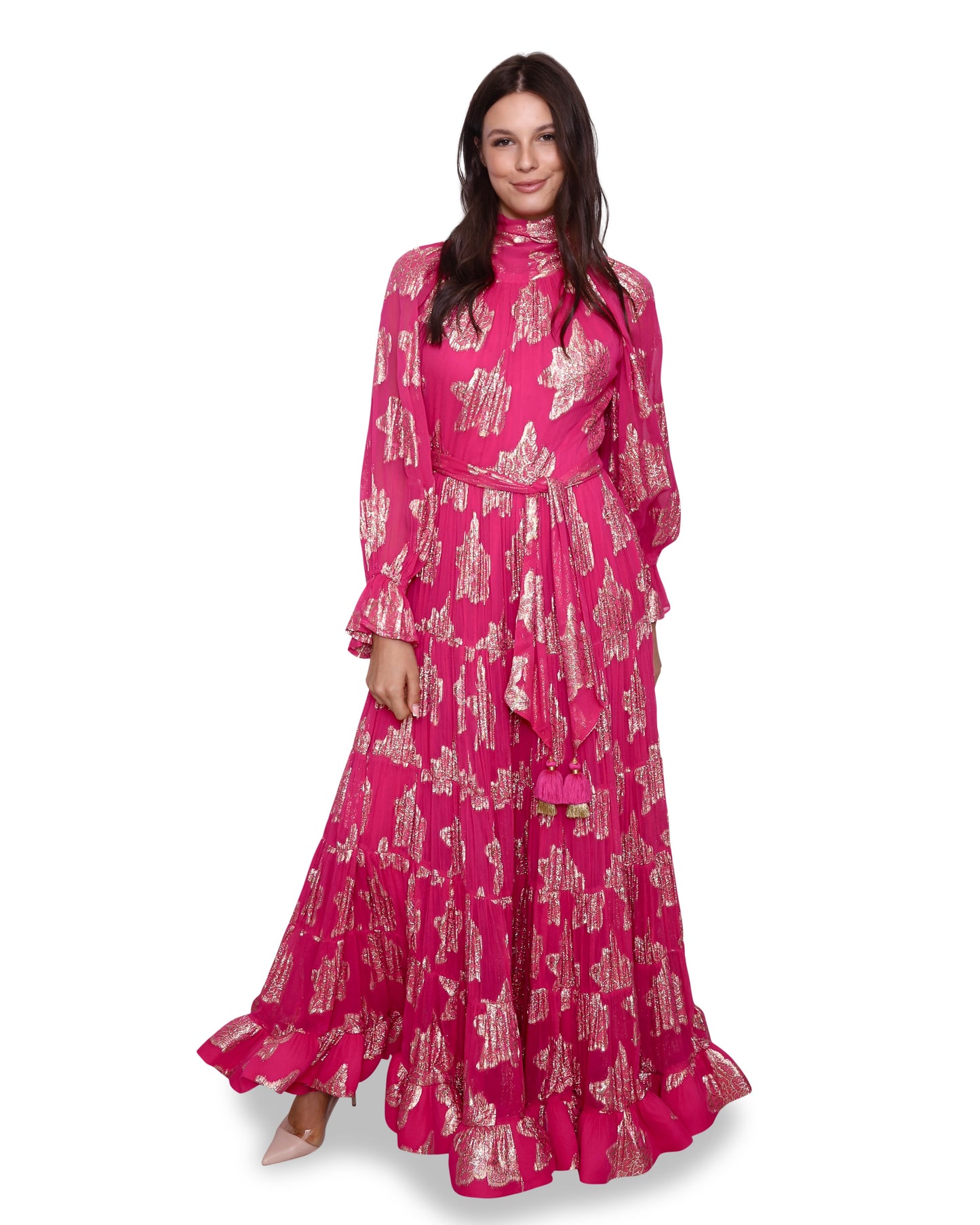 Diamond For Eden Monaco Pink and Gold  Evening Dress