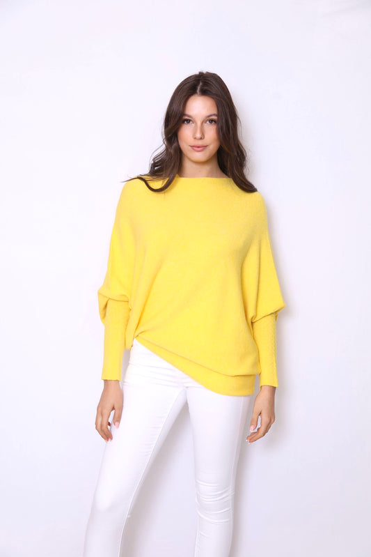 Asymmetric Draped Jumper Yellow