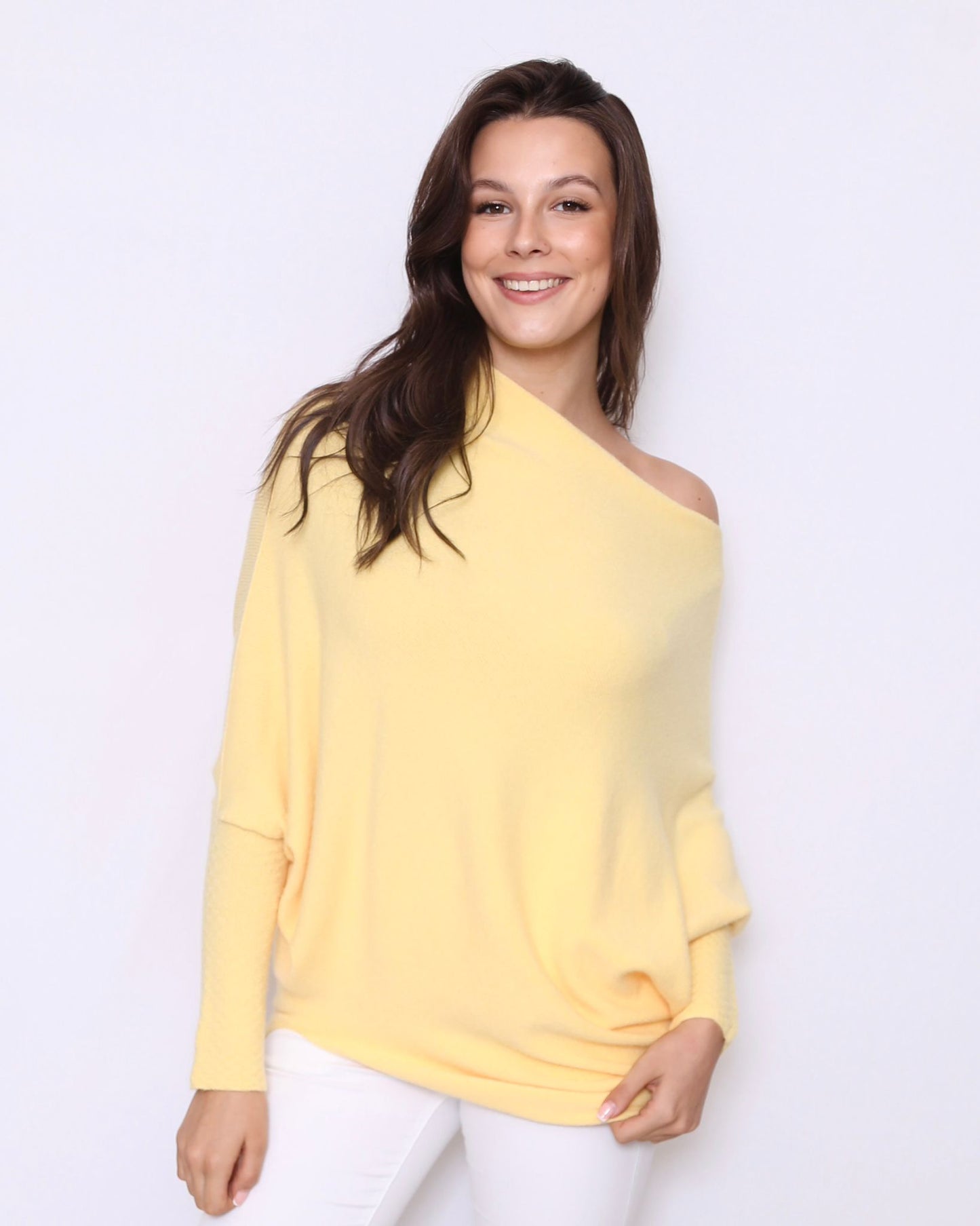 Asymmetric Draped Jumper Soft Yellow