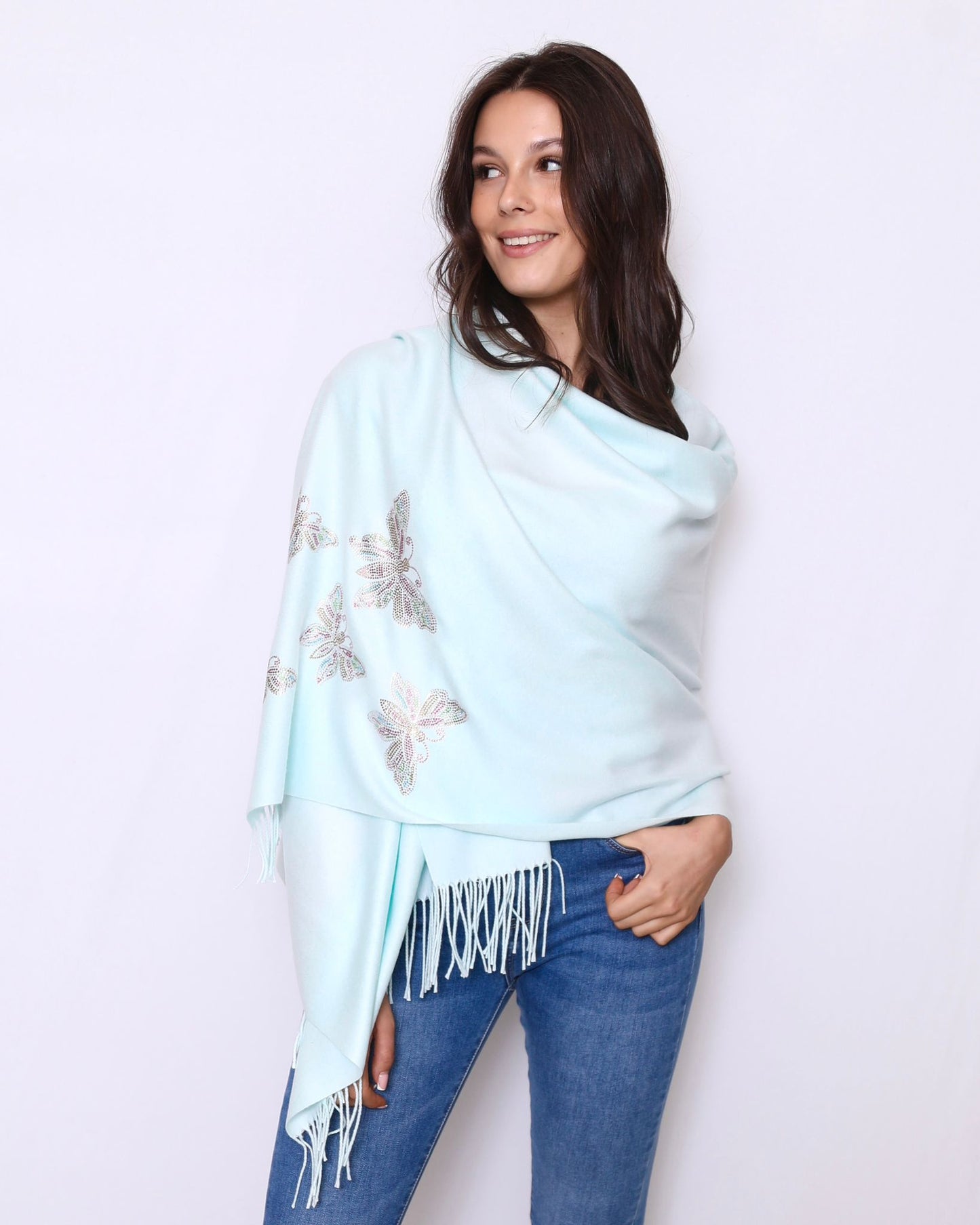 Pashmina Scarf Butterfly Mint