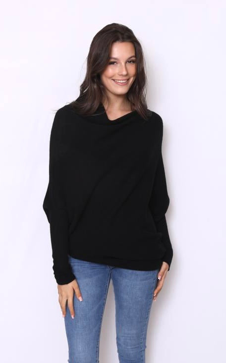 Asymmetric Draped Jumper Black