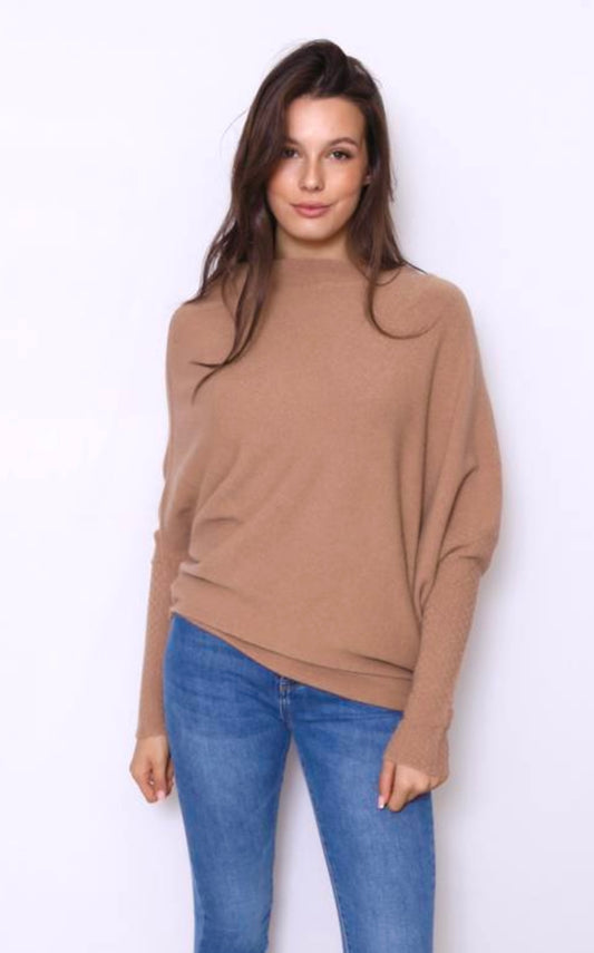 Asymmetric Draped Jumper in Camel