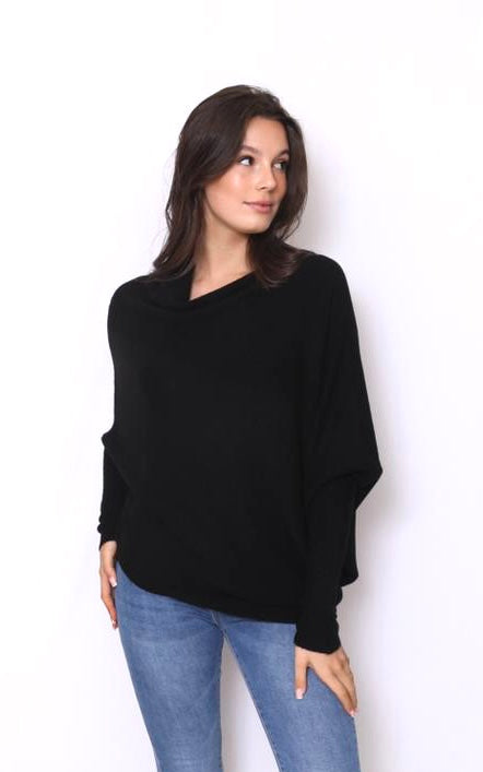 Asymmetric Draped Jumper Black