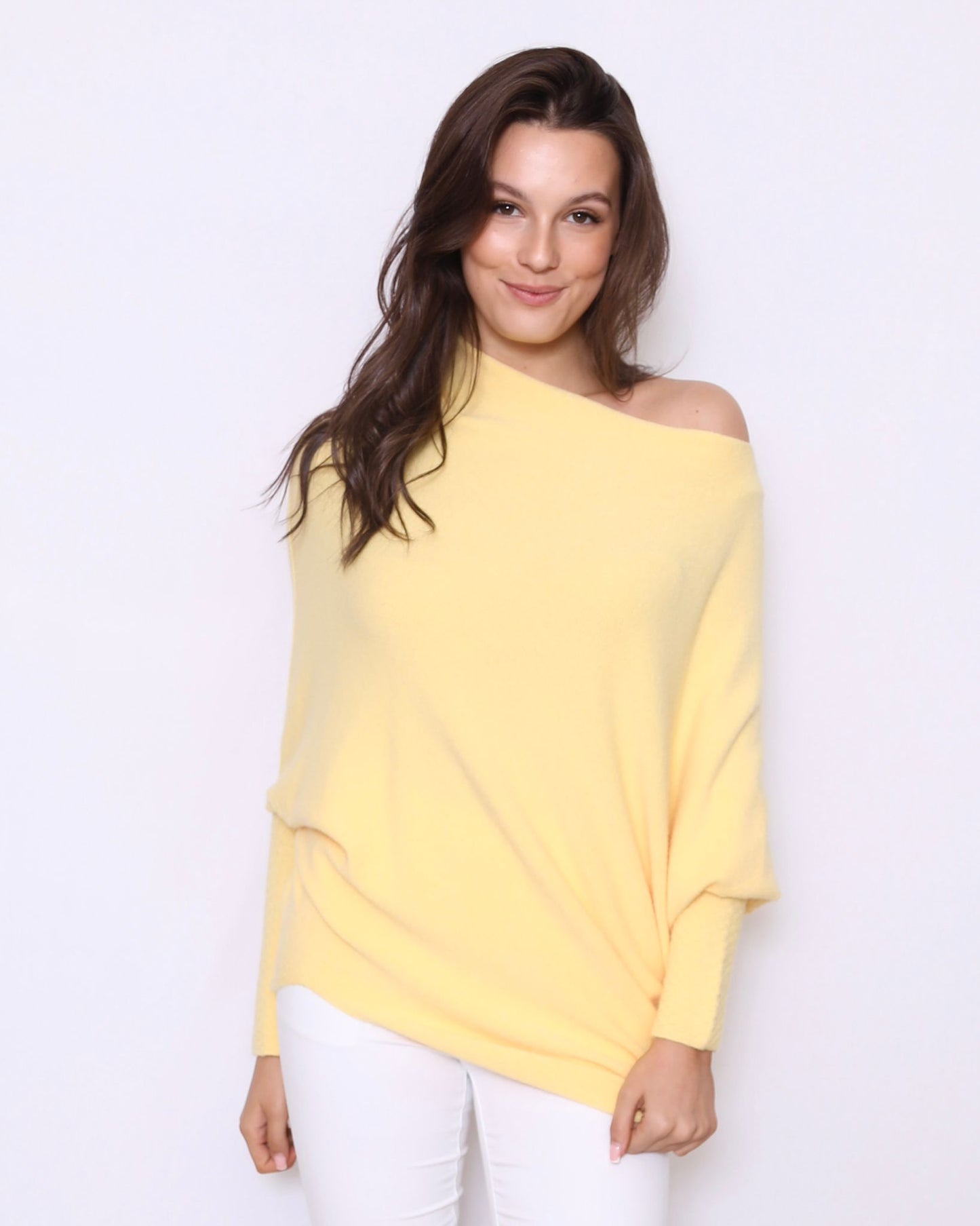 Asymmetric Draped Jumper Soft Yellow