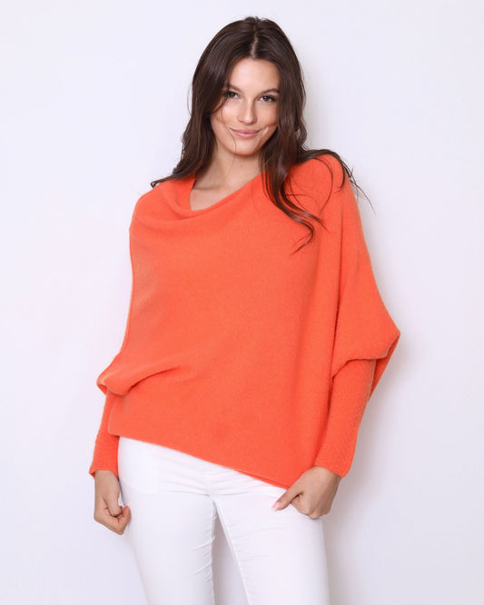 Asymmetric Draped Jumper Orange