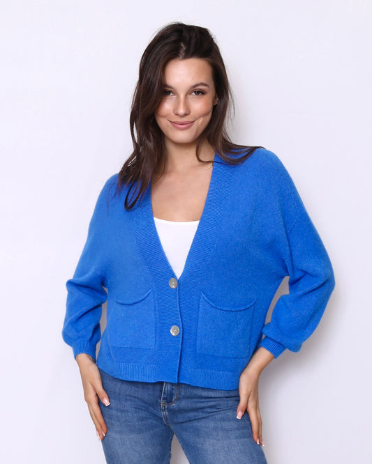 Short Cardigan with Pockets Royal Blue
