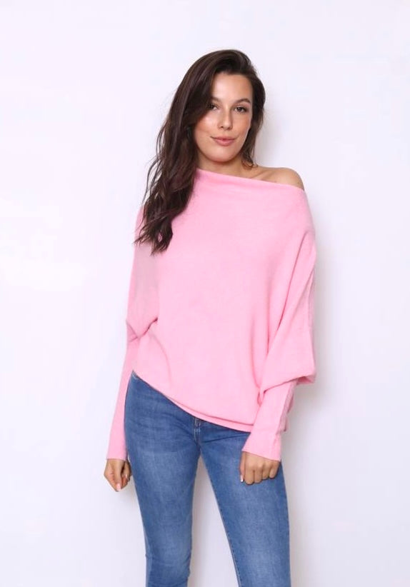 Asymmetric Draped Jumper Pink