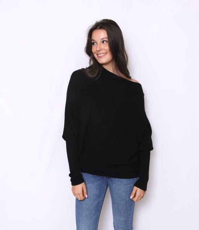 Asymmetric Draped Jumper Black