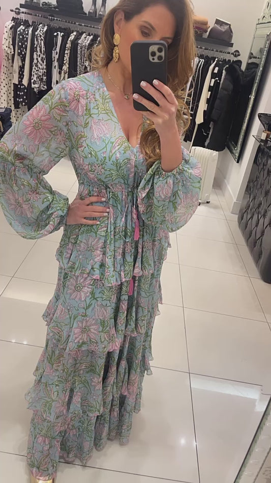 Miss June Maxi Layered Dress Rosa