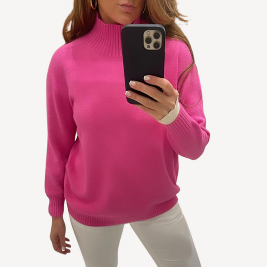 High Neck Jumper Fuchsia