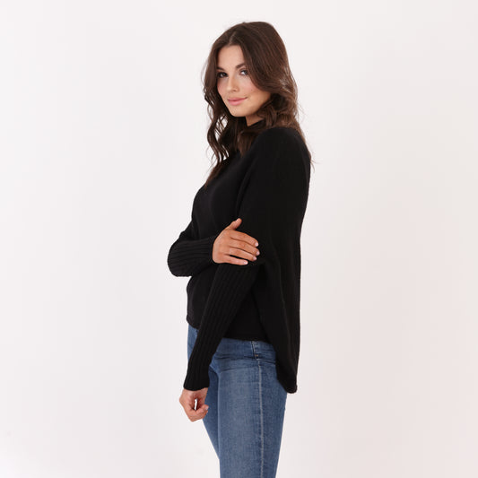 Funnel Neck Jumper Black
