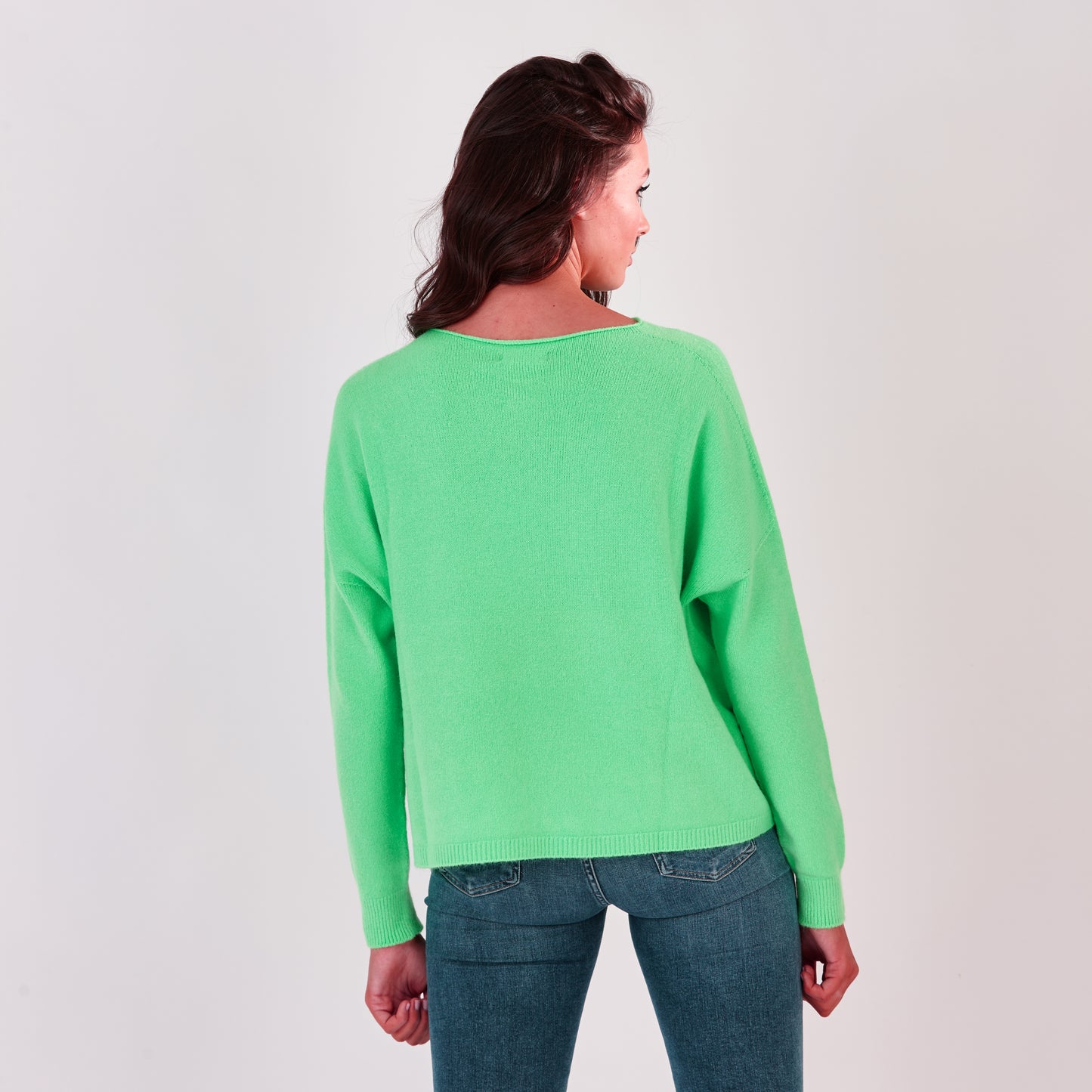 Round Neck Jumper With Pockets Green