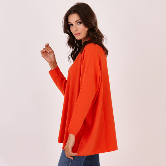V Neck Long Jumper Orange