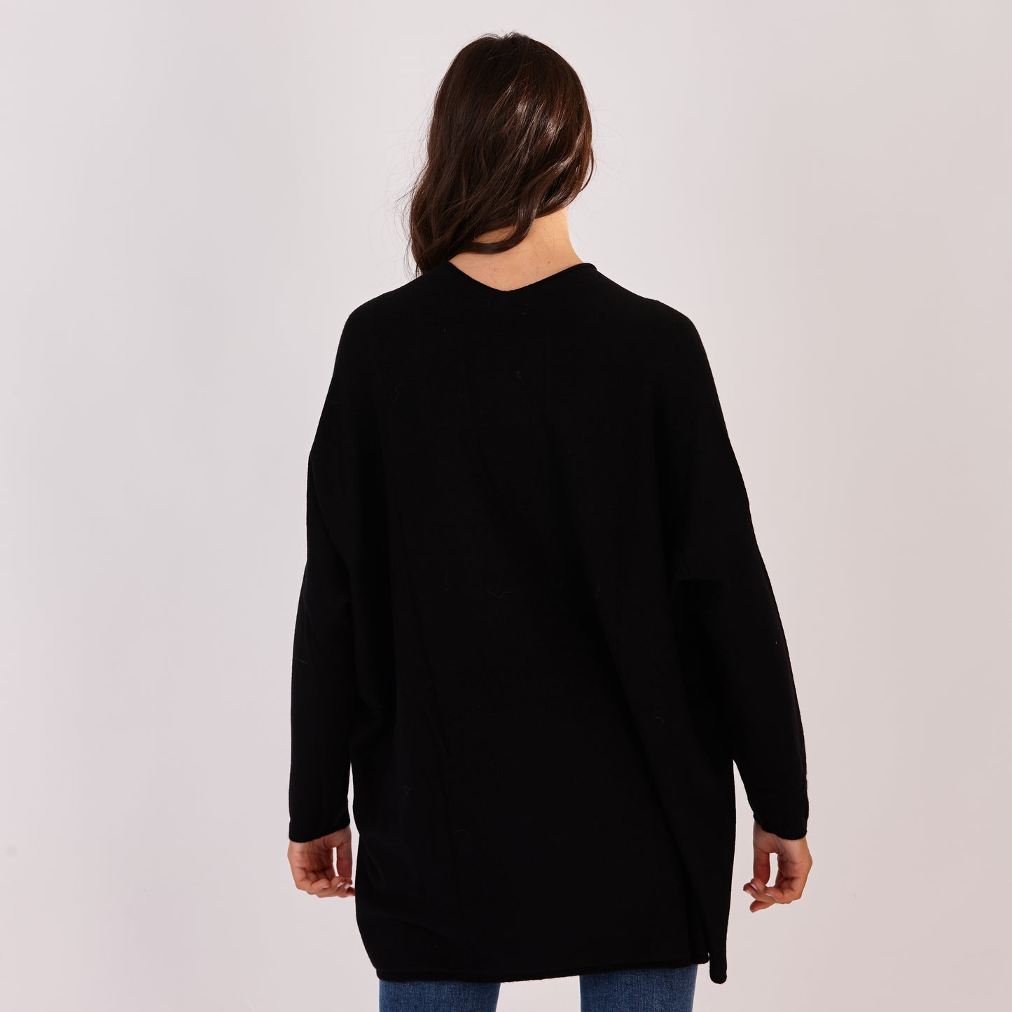 V Neck long Jumper Black