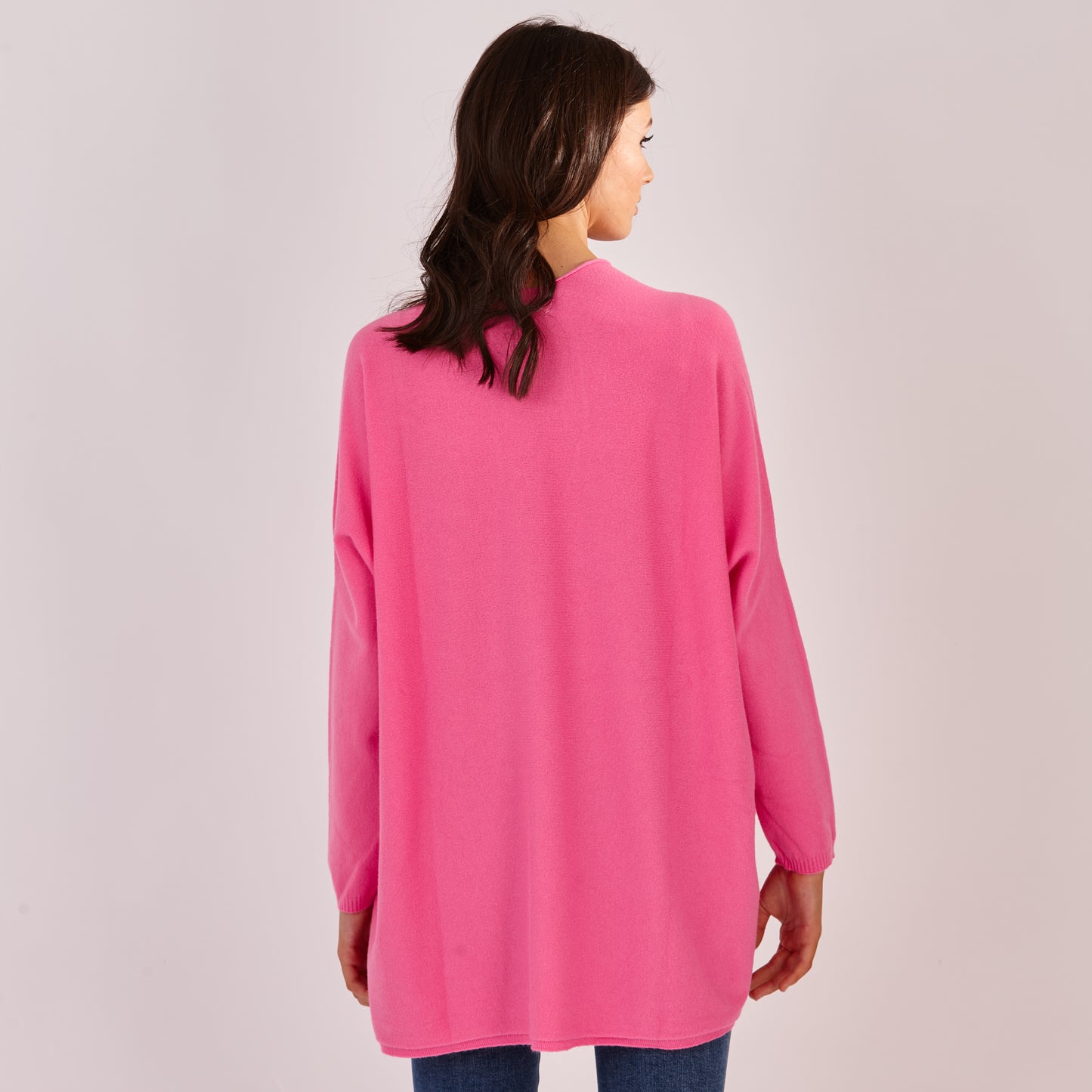 V Neck Long Jumper Pink