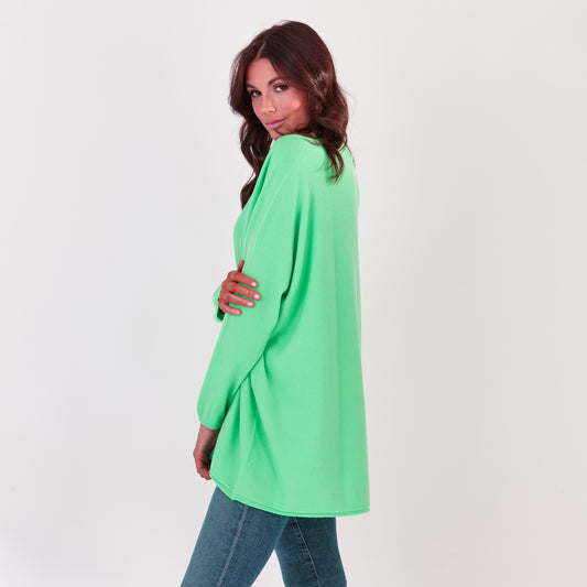 V Neck Long Jumper Green