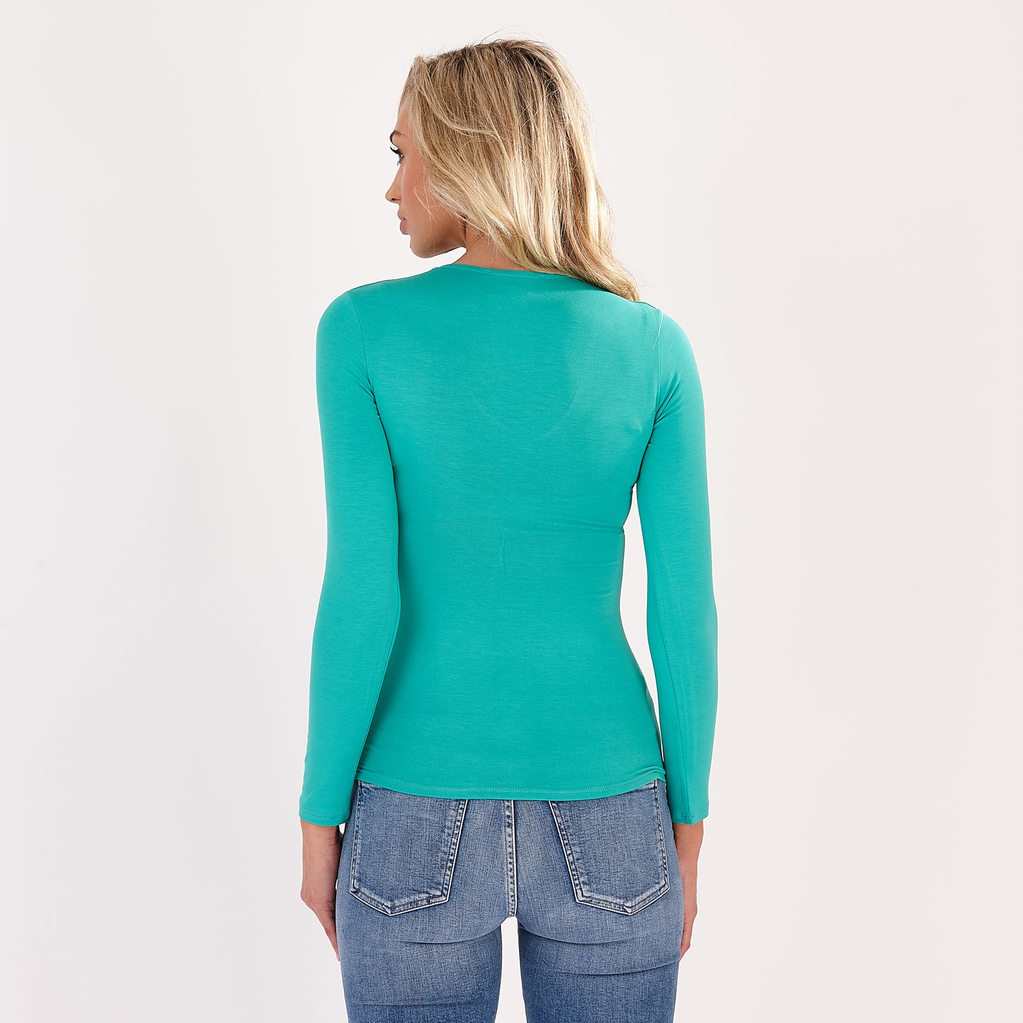 Green Sylvia V Neck Long Sleeved Top