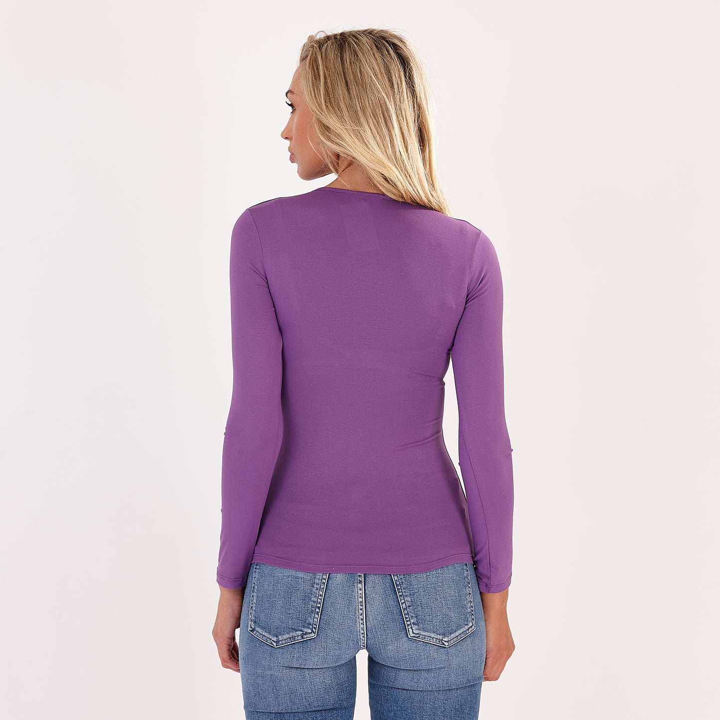 Purple Sylvia V Neck Long Sleeved Top