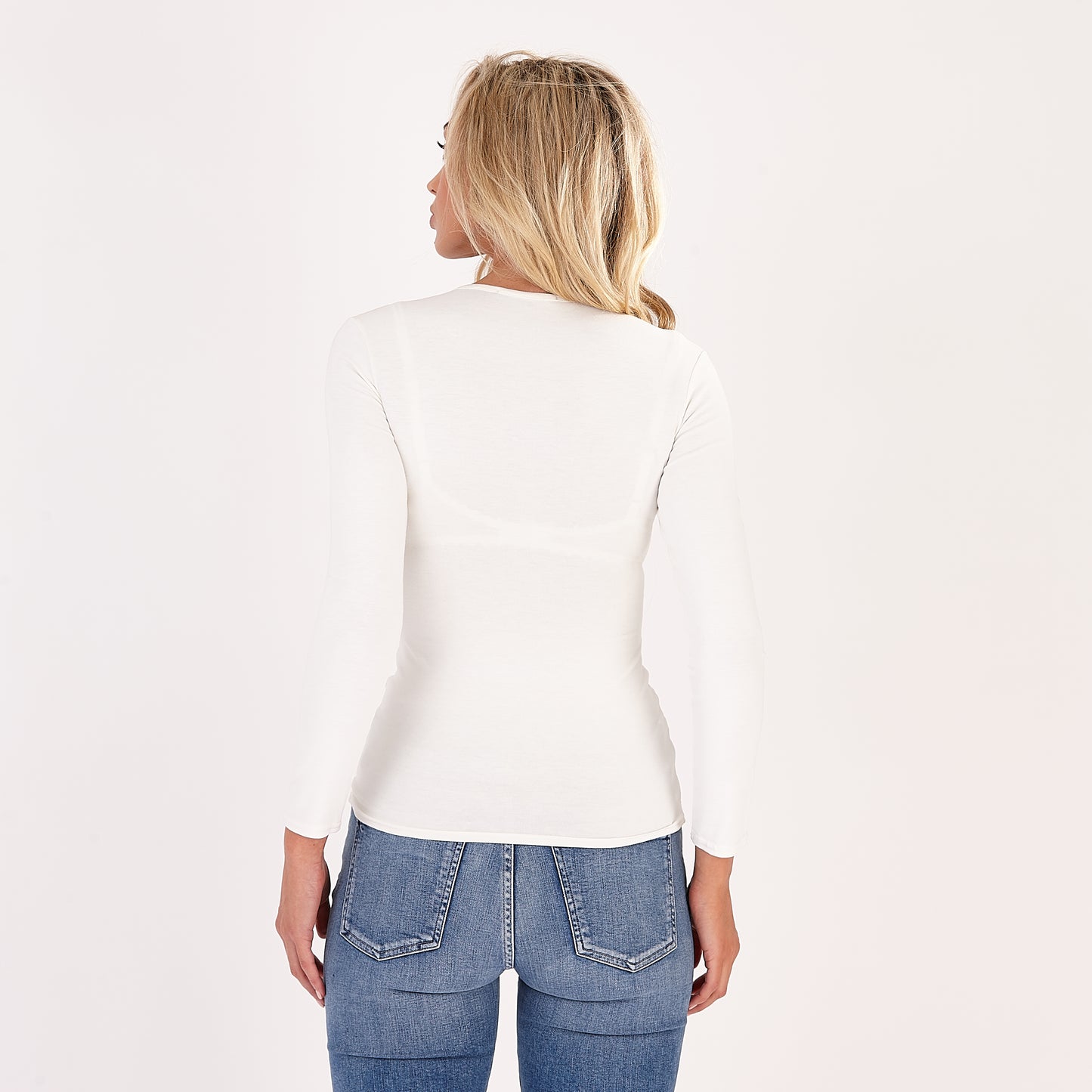 Cream Sylvia V Neck Long Sleeved Top