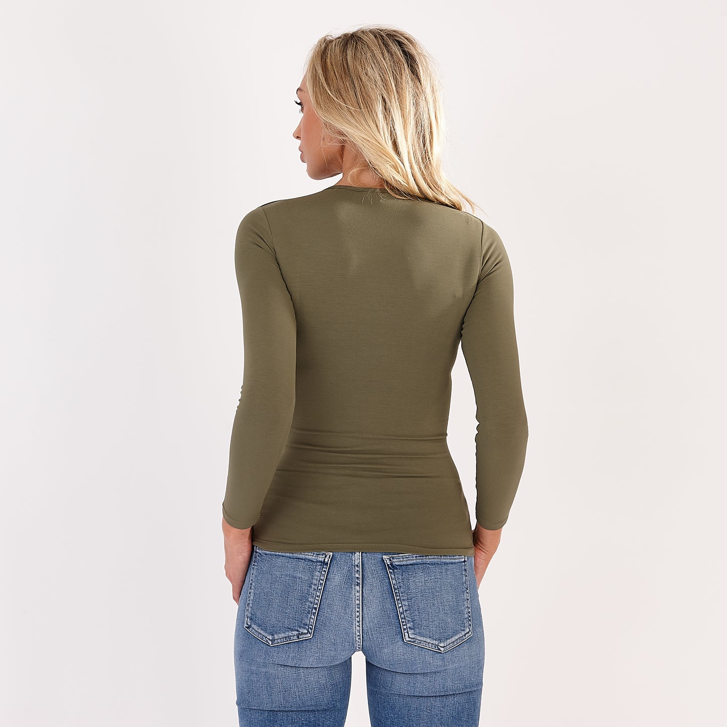 Khaki Katia Round Neck Long Sleeved Top