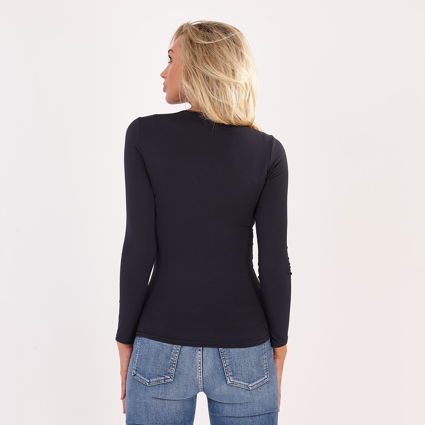Navy Katia Round Neck Long Sleeved Top