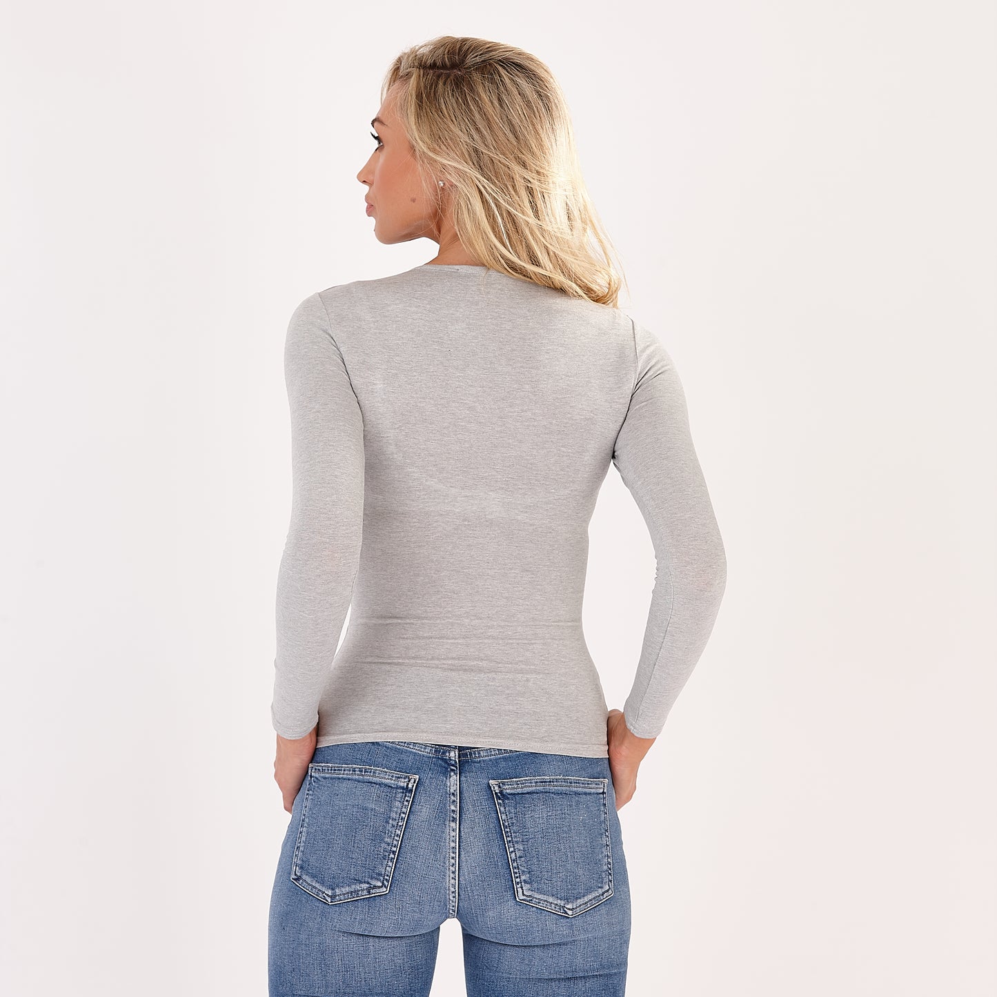 Grey Katia Round Neck Long Sleeved Top