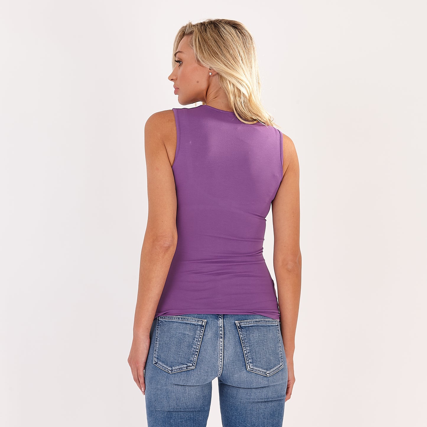 Purple Sylvia Sleeveless V Neck Vest Top