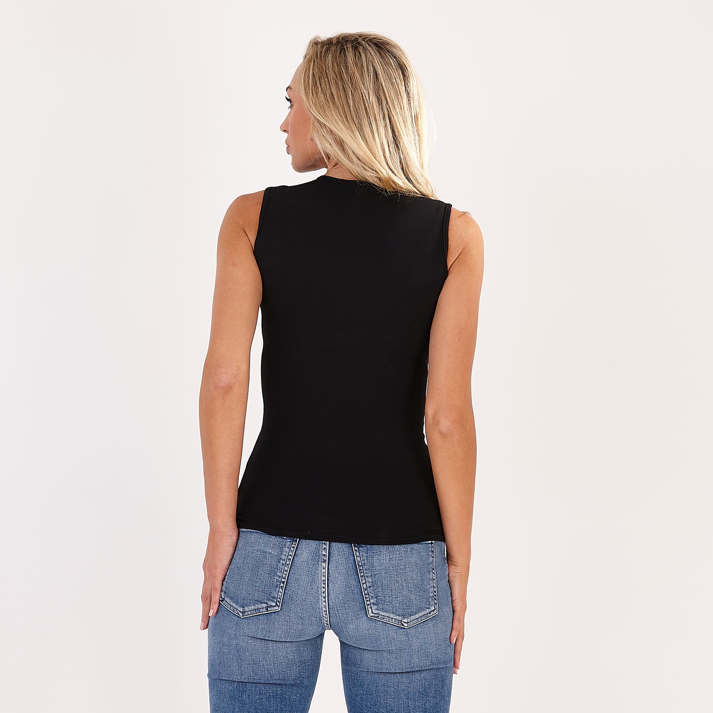 Black Sylvia Sleeveless V Neck Vest Top