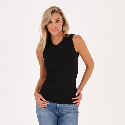 Black Katia Sleeveless Round Neck Top